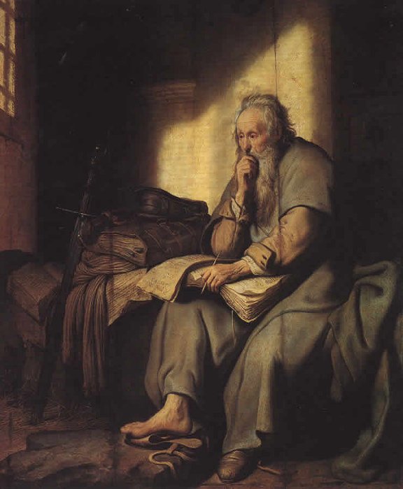 Paul in prison by Rembrandt